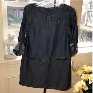 NEW! Designer CK Jeans Calvin Klein Lyocell Blue Denim Dress Little Girls 5 NWT